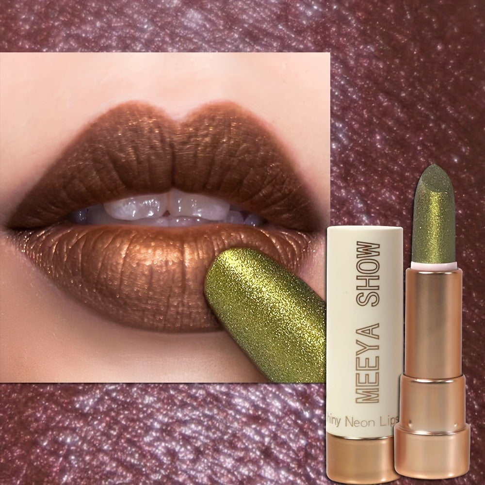 Sparkling Golden Brown Glitter Lipstick Set 3 Pcs, for Makeup, Travel and Everyday Vanity Use