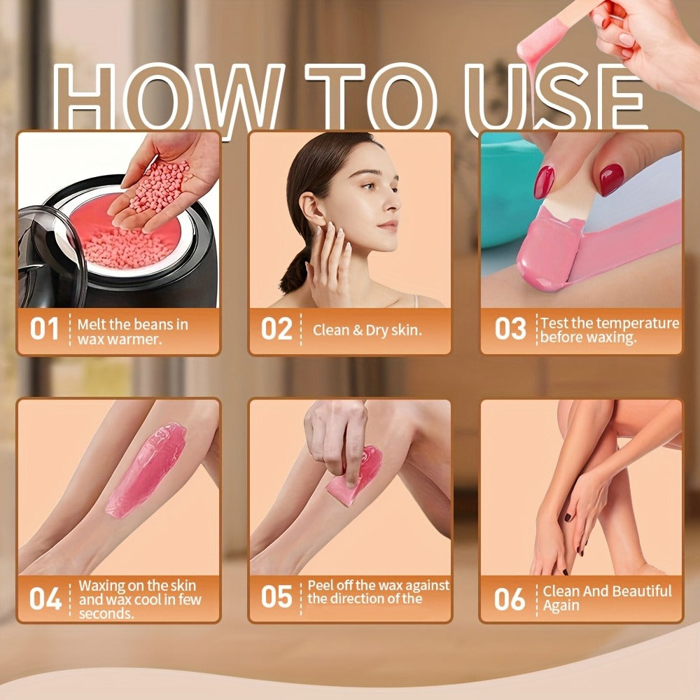 No Strip Hard Wax Beans for Brazilian Bikini Face Eyebrow Legs Underarms Full Body Hair Removal Home Waxing Kit for Women Men 50g per Bag 4