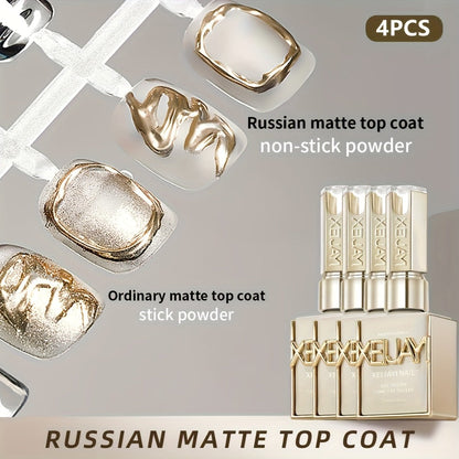 Russian Matte Gel Top Coat 4Pcs Set Frosted Rubber Seal Soak-Off UV LED Nail Art Neon Design Matte Primer Gel Polish Finish Photo Frame