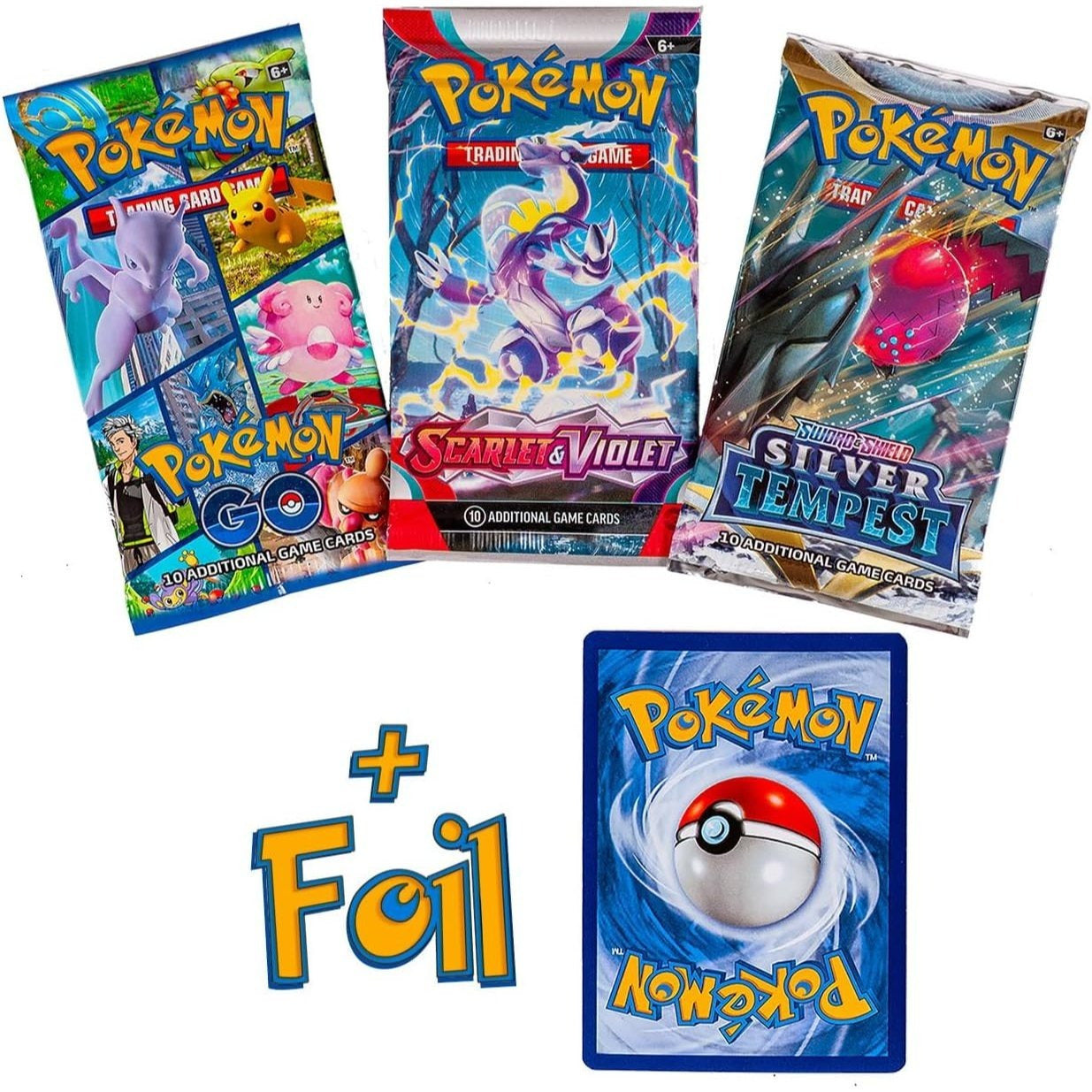 Pokemon TCG 3 Pack Booster Bundle with Foil Card, 3 Random Packs + 1 Individually Packed Foil Card