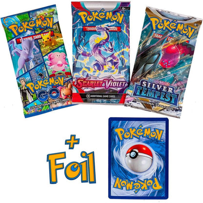 Pokemon TCG 3 Pack Booster Bundle with Foil Card, 3 Random Packs + 1 Individually Packed Foil Card