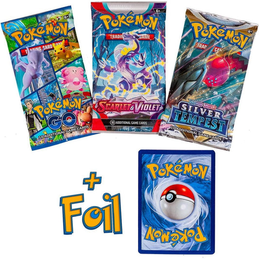 Pokemon TCG 3 Pack Booster Bundle with Foil Card, 3 Random Packs + 1 Individually Packed Foil Card