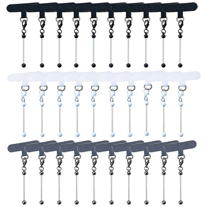 Beadable Phone Tether Tab Set 30pcs, DIY Phone Lanyard Adapter Kit with Blank Beadable Bars for Custom Phone Charms