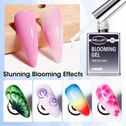 Clear Blooming Nail Art Gel Two-Bottle Set with 20ml Brush-Cap Bottles for Marble, Floral and Tie-Dye Designs