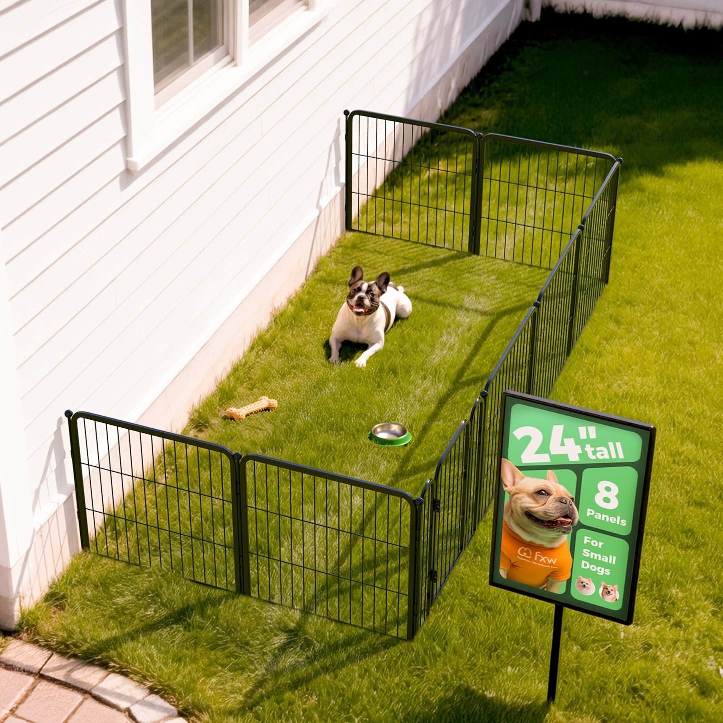 Dog Playpen with Gate – Heavy Duty Metal Pet Exercise Pen for Large Medium Small Dogs, 8/16/24/32/48 Panels, 24/32/40/45/50 Inch Height