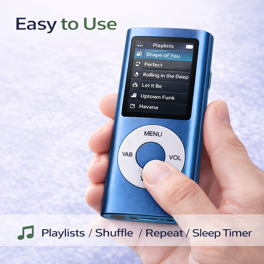Portable MP3 Music Player with 1.8" LCD Display, Compact Digital Audio Player with FM Radio, Voice Recorder