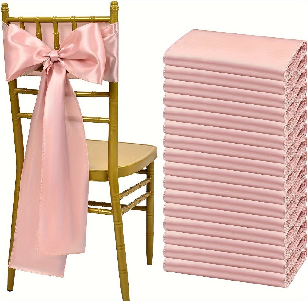 100pcs Satin Chair Sashes Bows for Wedding Banquet Party Event Decoration, 13 Colors, 18×275cm