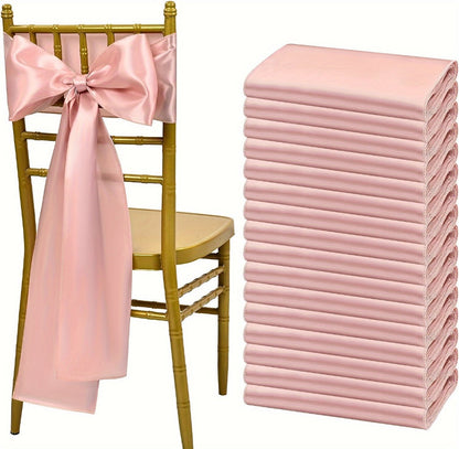 100pcs Satin Chair Sashes Bows for Wedding Banquet Party Event Decoration, 13 Colors, 18×275cm
