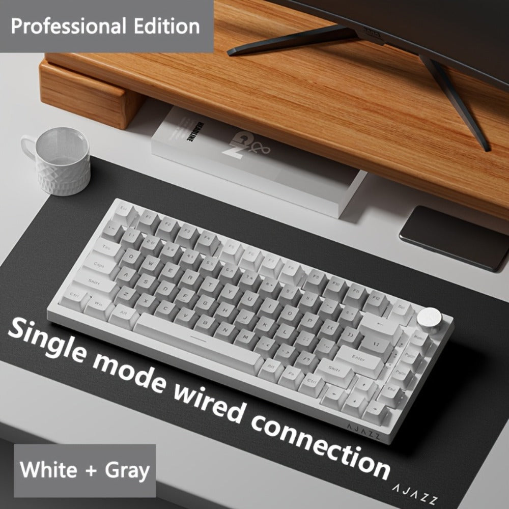 Hot Swap Gasket Mechanical Keyboard AJAZZ AK820 75%, Wireless 2.4GHz & Wired, Volume Knob, South-Facing RGB