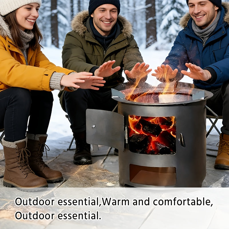 Wood Burning Stove, Portable Camping Charcoal BBQ Cooking Tea Heating for Grilling, Camping and Outdoor Meals