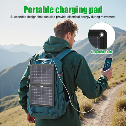 30W Foldable Solar Charging Panel – 2-in-1 Portable Design, USB Port, Fast Charge for Smartphones, Tablets & Action Cameras
