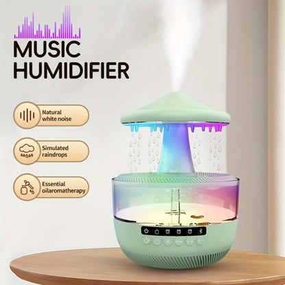 Humidifier 350ml Raindrop Music Design with Color LED, Bluetooth Speaker, Remote and USB Power