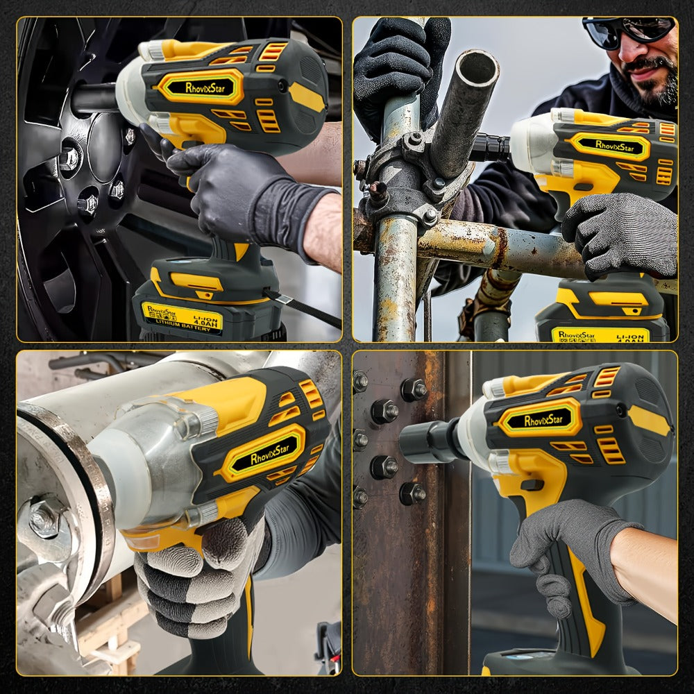 Cordless Brushless Impact Wrench Set 21V, 1/2'' High Torque Impact Gun with 4000mAh Rechargeable Battery