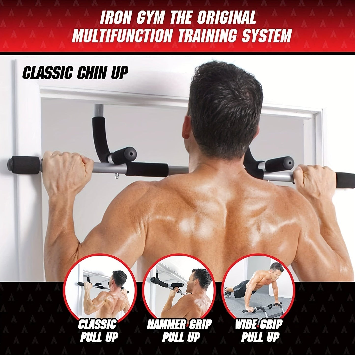 Doorway Pull-Up Bar – Multi-Grip Chin-Up Bar for Indoor Home Gym, No Screws Required, Upper Body Strength Trainer for Pull-Ups