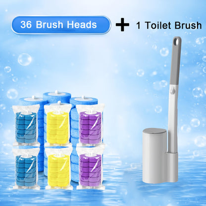 Disposable Toilet Brush Set with Replacement Brush Heads Wall Mounted or Floor Standing for Entryways, Bedrooms and Living Spaces