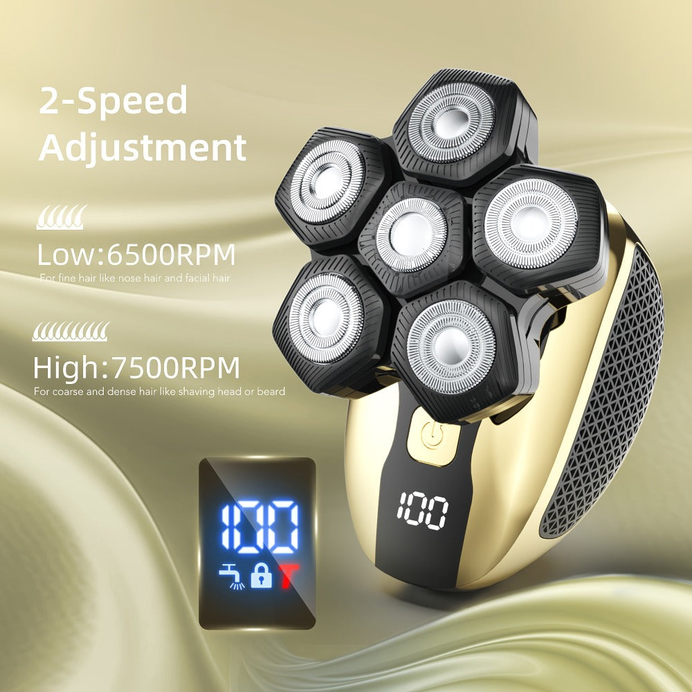 Electric Head Shaver for Bald Men 7D 7 Floating Heads – All-in-One Grooming Kit with Nose Hair Trimmer & Facial Cleaning Brush