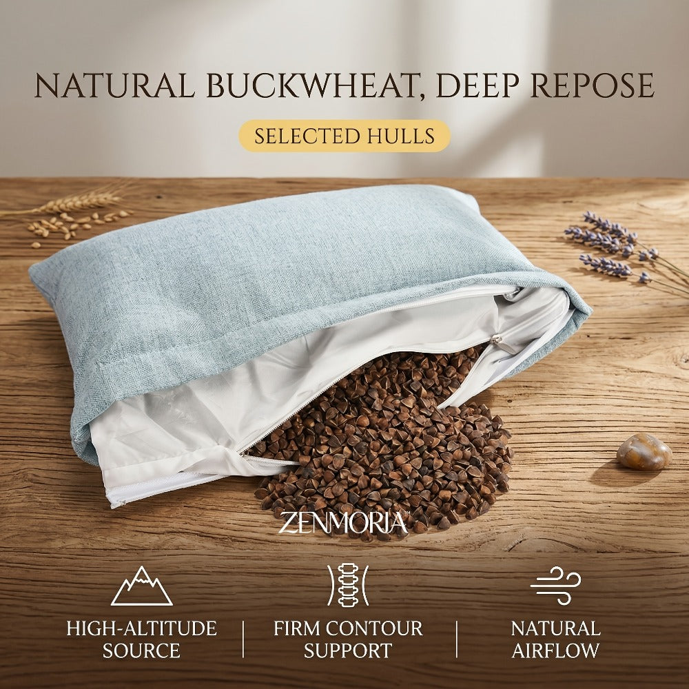 Detachable 2-in-1 Buckwheat Pillow, Support & Adjustable Comfort for Better Sleep for Sofas, Beds and Everyday Home Comfort