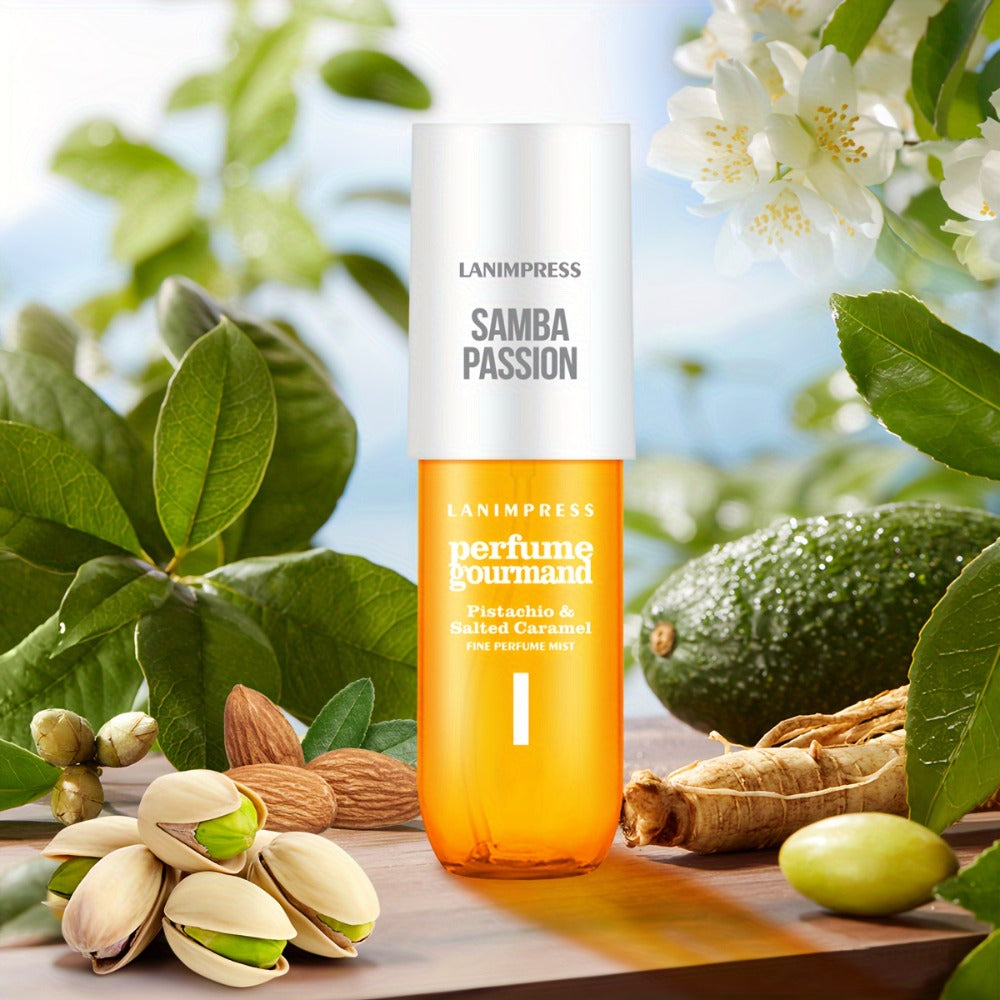 Hair & Body Perfume Mist for Women 3oz Samba Passion Gourmand Sweet Fragrance Spray Moisturizing Long Lasting Dual Use Fine Mist Travel Size