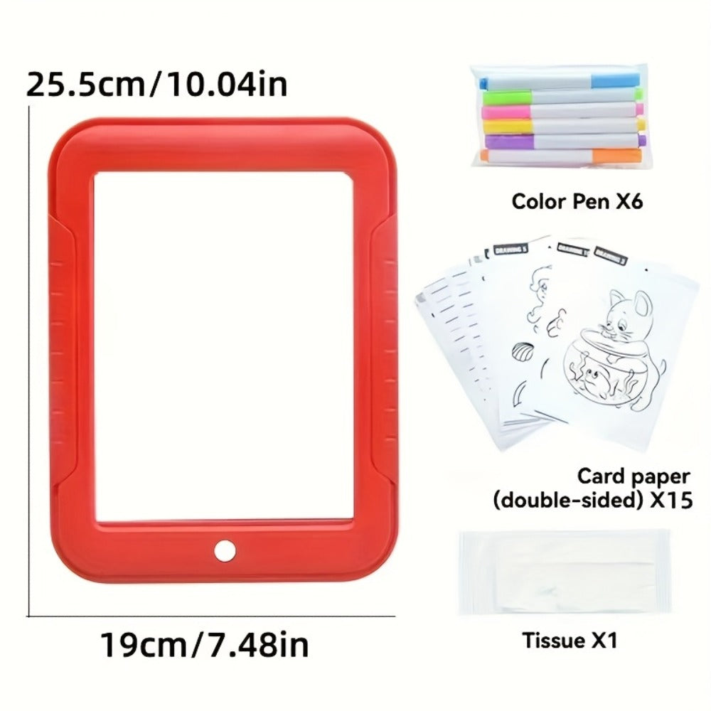 Light Up Drawing Board for Kids LED Doodle Art Set with Colorful Markers & 30 Cards Ages 3-8, Battery-Powered Glow Writing Board