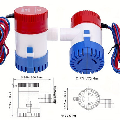 Bilge Pump 1100GPH Electric Submersible 12V Marine Boat Yacht Water Pump