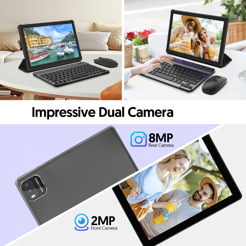 Android Tablet 10-Inch 2-in-1 with Android 14, WiFi 6, 64GB Internal Storage and Keyboard Set
