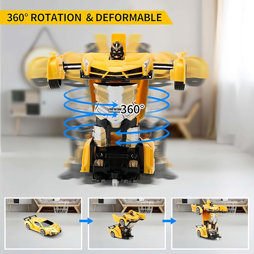 Transforming RC Robot Car for Kids 2.4GHz, One-Button Deformation Stunt Car 360 Drift LED Lights