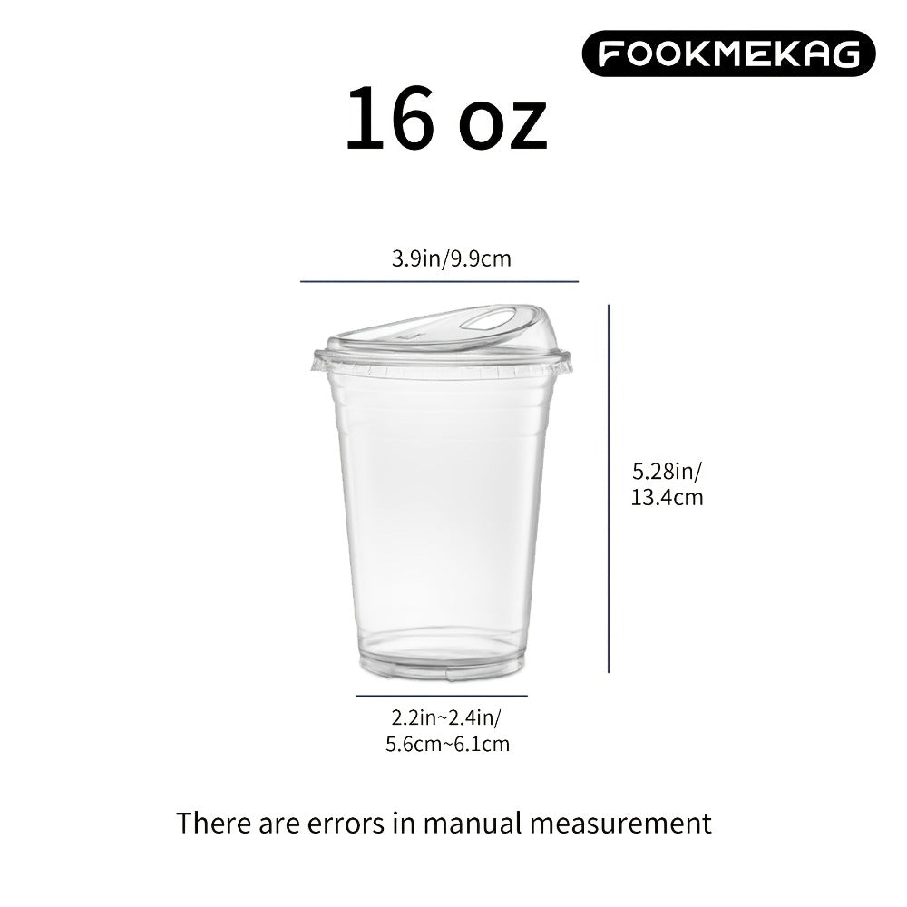 Disposable Clear PET Cups with Lids 50 Sets, Transparent Plastic Cups for Coffee Smoothies Cold Drinks Parties Picnics Travel