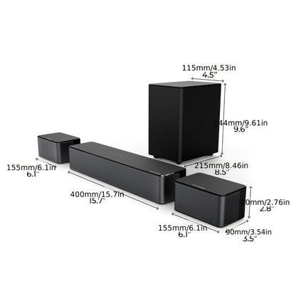 ULTIMEA Poseidon M3T 5.1 Surround Sound Bar with Wireless Subwoofer & Rear Speakers, 350W Home Theater Soundbar