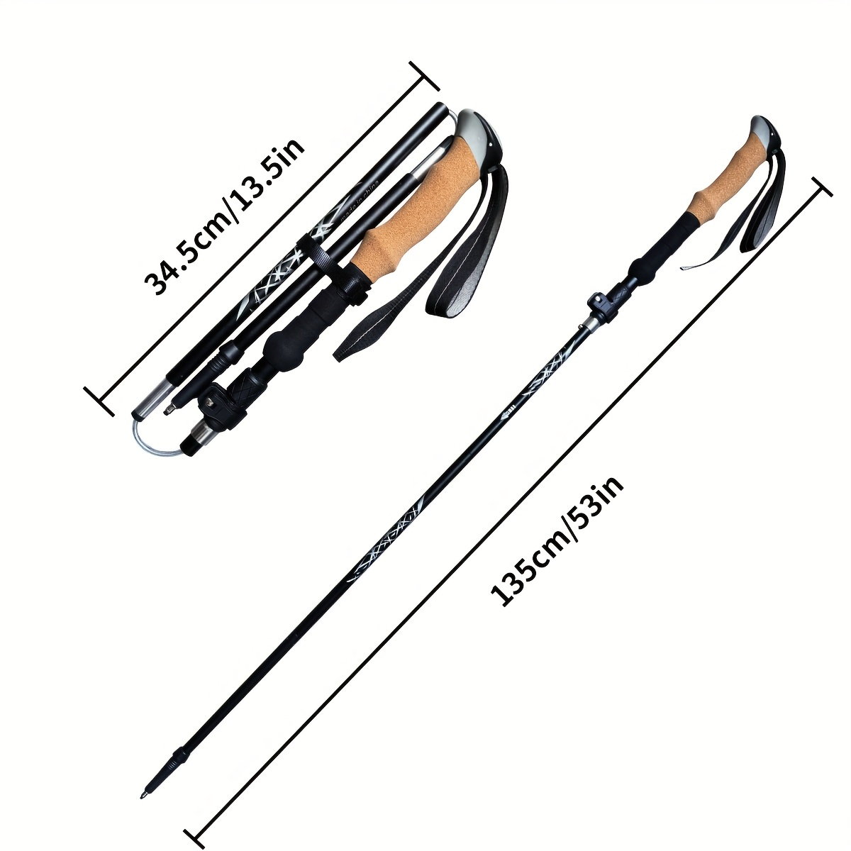 Lightweight Aluminum Trekking Poles 2-Pack – Folding Hiking Sticks with Cork Ergonomic Grip, Sweat-Absorbing Handle