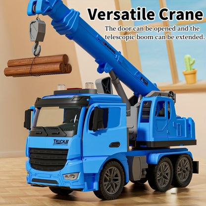 Inertia Crane Truck Toy for Kids - Large Engineering Vehicle with Telescopic Arm, Interactive Track & Double Doors