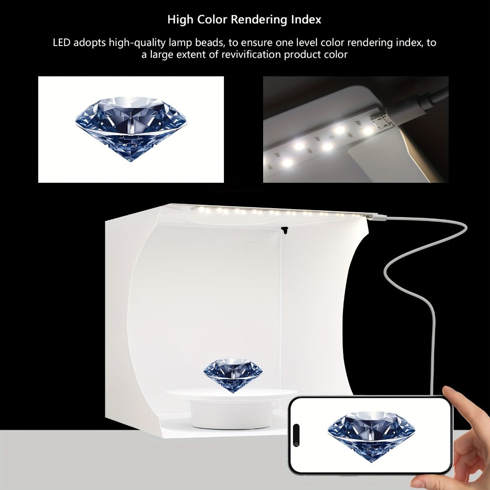 Photo Studio Lightbox Kit with 360 Motorized Turntable 6 Color Backdrops Foldable Fabric Tent for an Everyday Personal Care Routine
