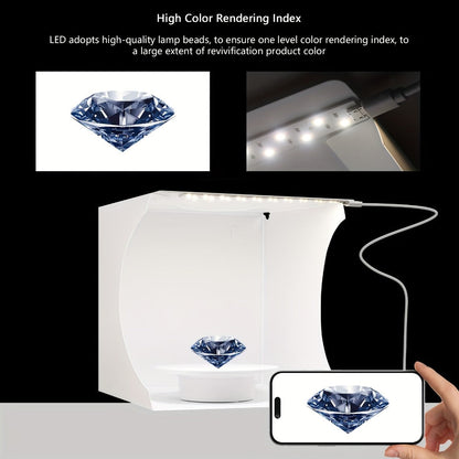 Photo Studio Lightbox Kit with 360 Motorized Turntable 6 Color Backdrops Foldable Fabric Tent for an Everyday Personal Care Routine