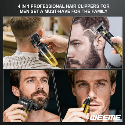 4-Piece Grooming Kit for Men USB Rechargeable Electric Shaver Beard Trimmer Nose Hair, for Everyday Face, Beard and Body Grooming