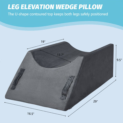 Leg Elevation Pillow Memory Foam Wedge Knee Ankle Support Foot Rest Pillow with Handles Blood for Entryways, Bedrooms and Living Spaces
