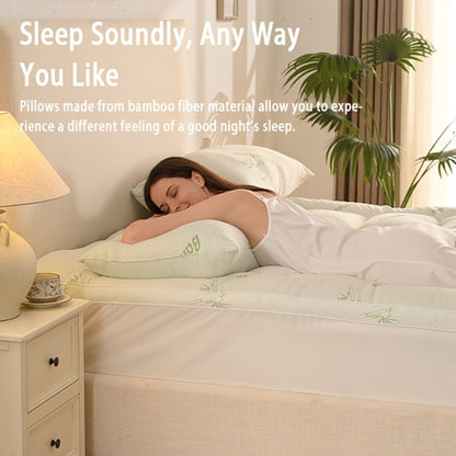 Bed Pillow in Standard, Queen or King Size with Bamboo-Labeled Cover and Single, 2- or 4-Piece Options