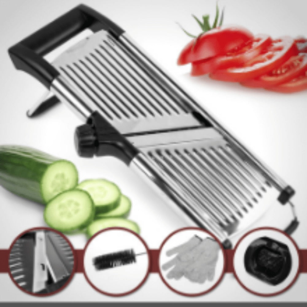 Mandoline Slicer 7-Blade Stainless Steel Vegetable Slicer with Adjustable Thickness & Safety for Home Cooking, Dining and Outdoor Meals