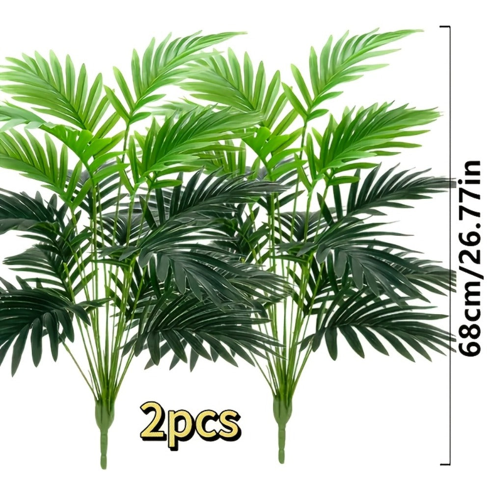 Artificial Palm Leaf Stems, Two-Piece Greenery Set at 26.77 Inches without Included Planter or Basket