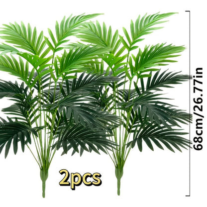 Artificial Palm Leaf Stems, Two-Piece Greenery Set at 26.77 Inches without Included Planter or Basket