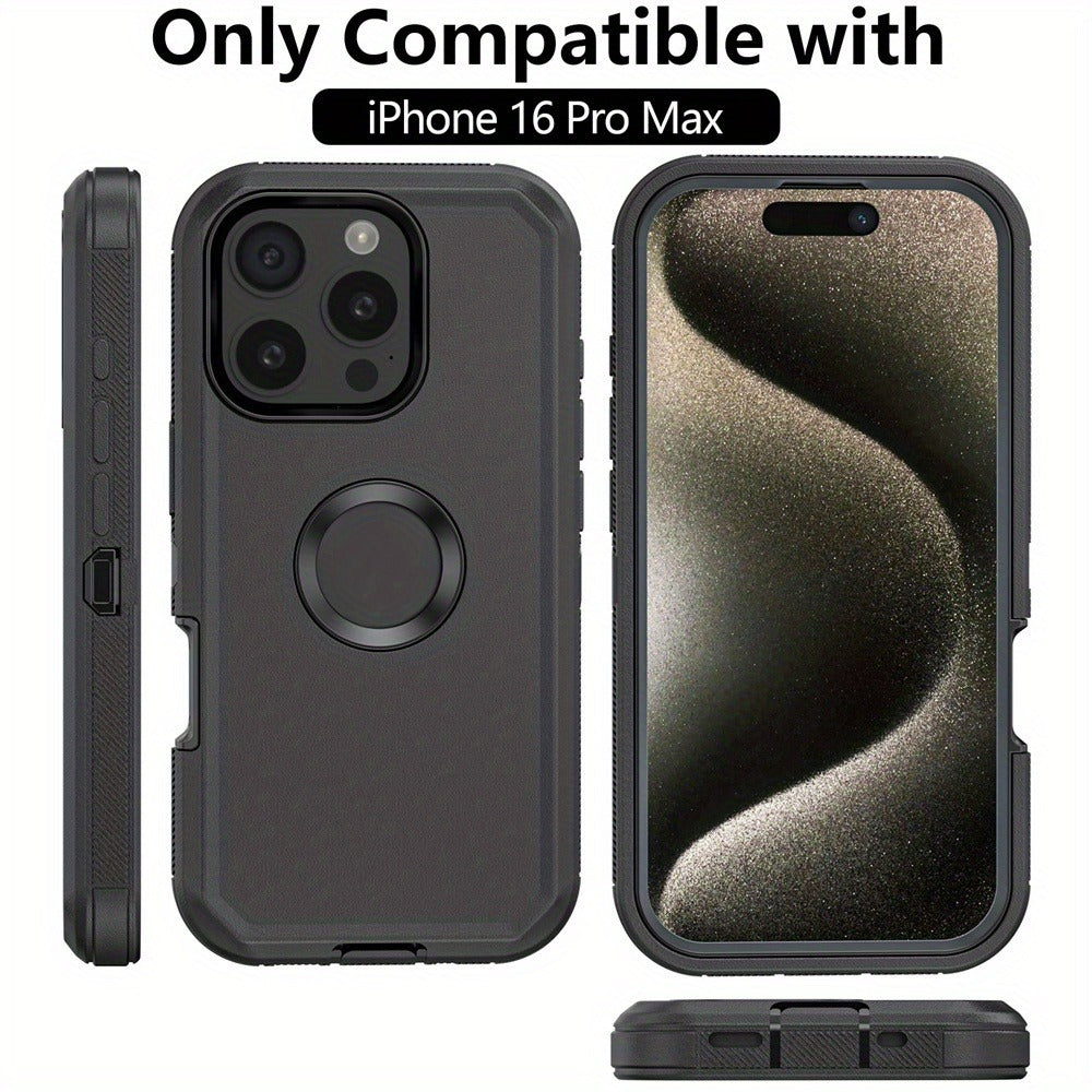 Phone Case Dual-Layer TPU and PC Hybrid Cover for iPhone 16 Plus in Black, Orange or Green
