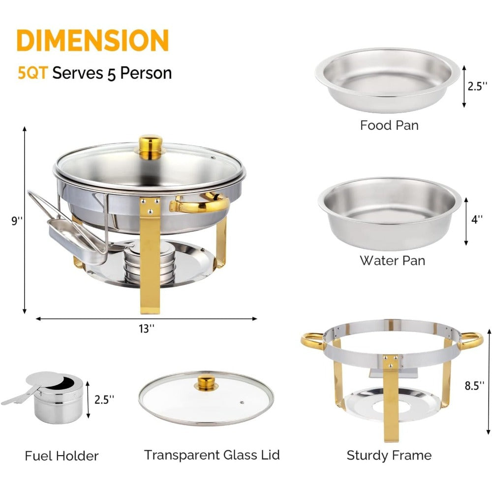 Stainless Steel Chafing Dish Set Buffet Warmer with Food Trays Water Trays Fuel Holders for Entryways, Bedrooms and Living Spaces