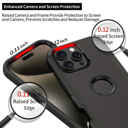 Phone Case Dual-Layer TPU and PC Hybrid Cover for iPhone 16 Plus in Black, Orange or Green