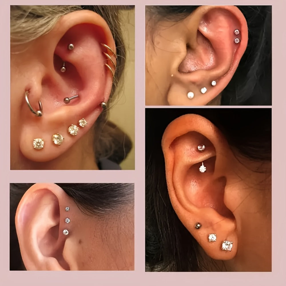 Ear Piercing Gun Kit Reusable Stainless Steel 24 Ear Studs 10 Cubic Zirconia CZ Fashion for Bath Time, Home Spa and Personal Care