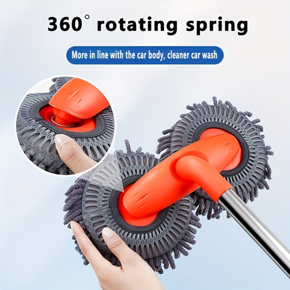 Car Wash Mop with Three-Stage Extension Handle, Rotating Microfiber Head and Replacement Head Option