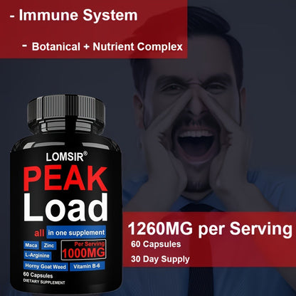 Men's Health Supplement Capsules, 60 Count in One Bottle with 950 mg Blend Printed on the Label