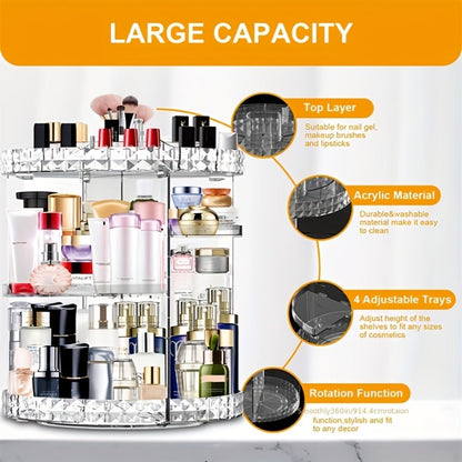 Rotating 360 Makeup Organizer Spinning Cosmetic Storage Display Rack 7 Adjustable Layers Large Capacity Skincare Holder for Vanity