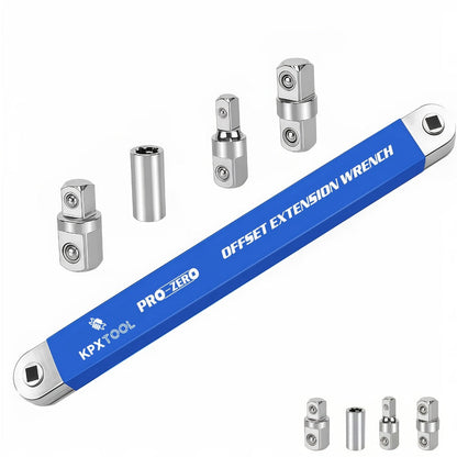 Offset Extension Ratchet Wrench Set with 1/4-, 3/8- and 1/2-Inch Adapters in Five Handle Colors