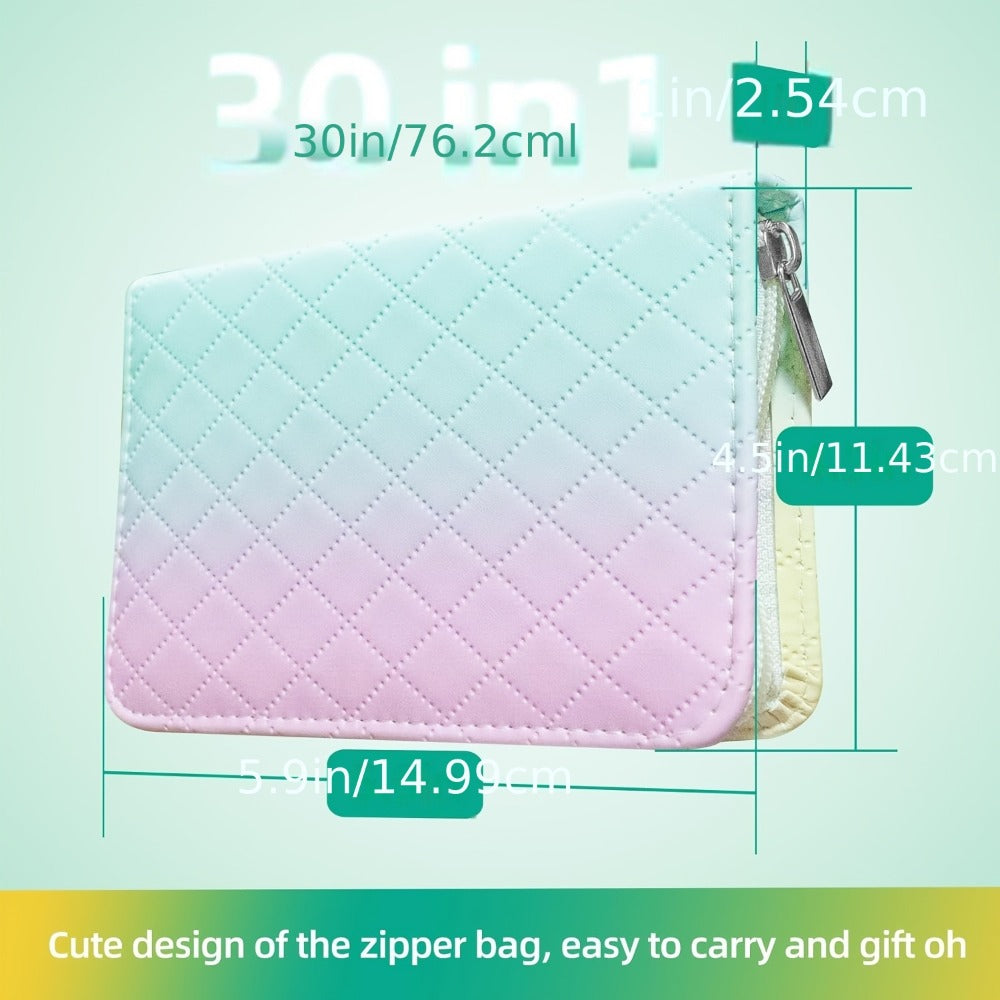 Thirty-Piece Manicure and Pedicure Kit with Gradient Travel Case, Clippers, Scissors and Nail Tools