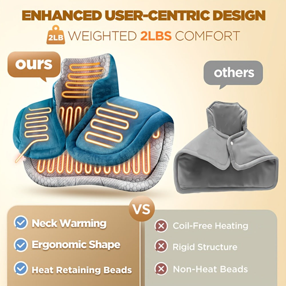 Heating Pad for Neck & Shoulders – 130W Graphene Weighted Electric Pad, 6 Heat Settings, 4 Timers, Auto Shut-Off, Machine Washable