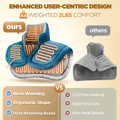 Heating Pad for Neck & Shoulders – 130W Graphene Weighted Electric Pad, 6 Heat Settings, 4 Timers, Auto Shut-Off, Machine Washable