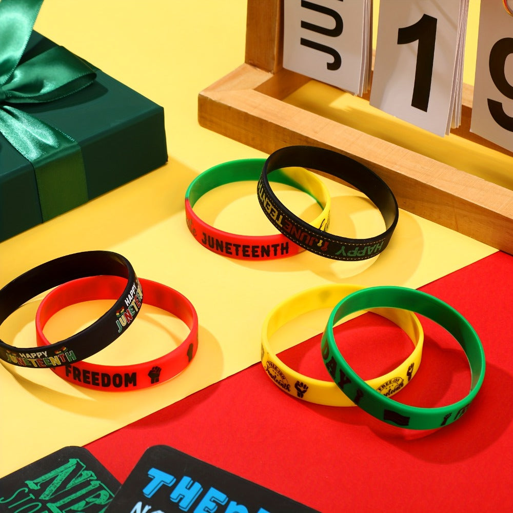 Juneteenth Bracelets Bulk 120pcs 1865 Black Freedom Day Wristbands Happy Juneteenth Party Favors Black American Independence Bracelets